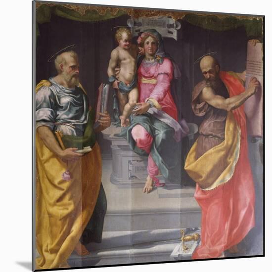 Madonna and Child Between Saints Peter and Paul-Daniele Da Volterra-Mounted Giclee Print