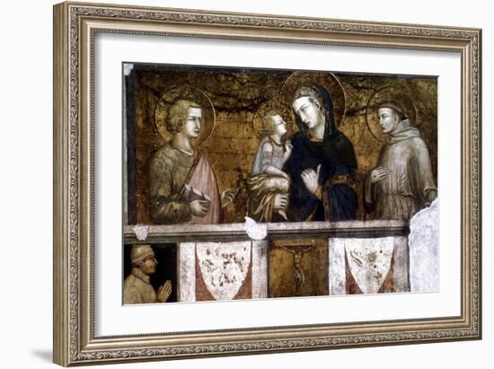 Madonna and Child Between St Francis and St John the Evangelist, C1320S-Pietro Lorenzetti-Framed Giclee Print