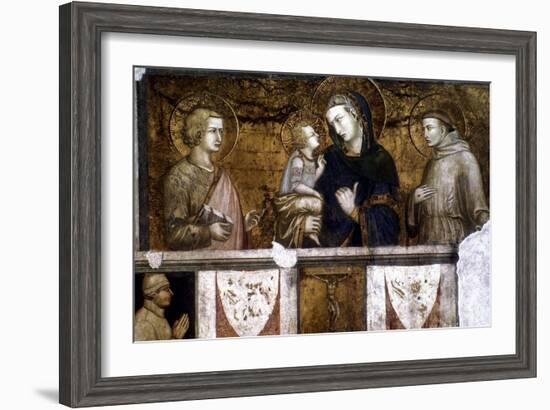 Madonna and Child Between St Francis and St John the Evangelist, C1320S-Pietro Lorenzetti-Framed Giclee Print