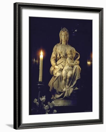 Madonna and Child by Michelangelo in Church of Notre Dame, Bruges-Gjon Mili-Framed Photographic Print