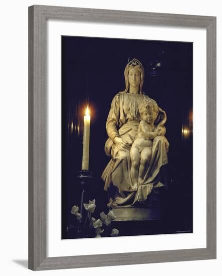 Madonna and Child by Michelangelo in Church of Notre Dame, Bruges-Gjon Mili-Framed Photographic Print