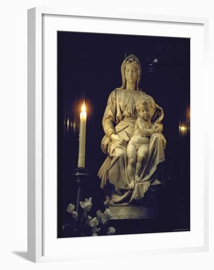 Madonna and Child by Michelangelo in Church of Notre Dame, Bruges-Gjon Mili-Framed Photographic Print