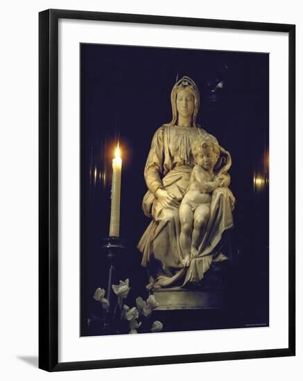 Madonna and Child by Michelangelo in Church of Notre Dame, Bruges-Gjon Mili-Framed Photographic Print