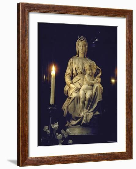 Madonna and Child by Michelangelo in Church of Notre Dame, Bruges-Gjon Mili-Framed Photographic Print