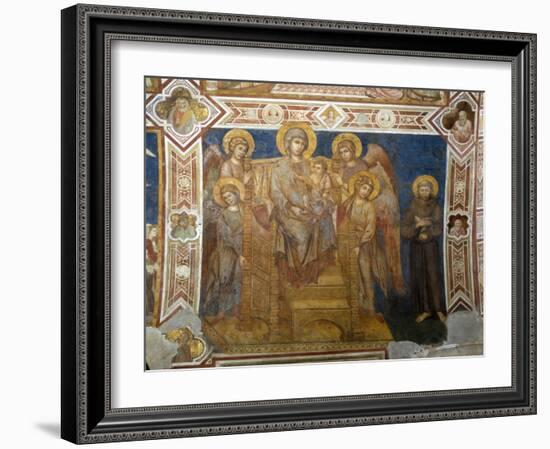 Madonna and Child Enthroned with Angels and St Francis of Assisi-Giovanni Cimabue-Framed Giclee Print
