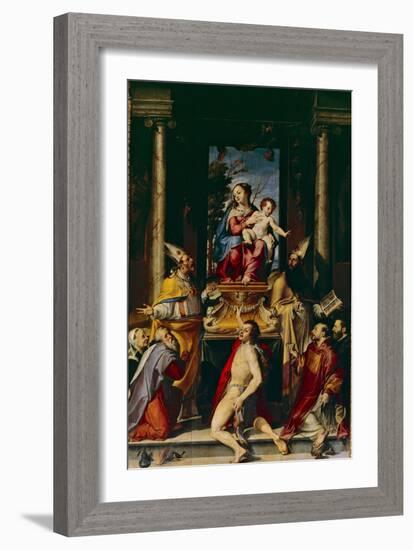 Madonna and Child Enthroned with Saint Anthony-Bartolomeo Passarotti-Framed Giclee Print