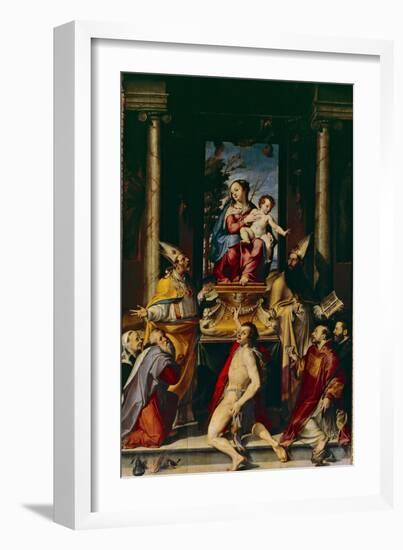 Madonna and Child Enthroned with Saint Anthony-Bartolomeo Passarotti-Framed Giclee Print