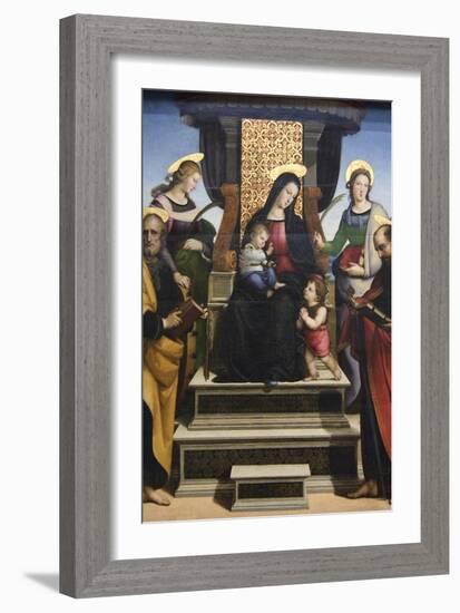 Madonna and Child Enthroned with Saints, Altarpiece-Raphael-Framed Art Print