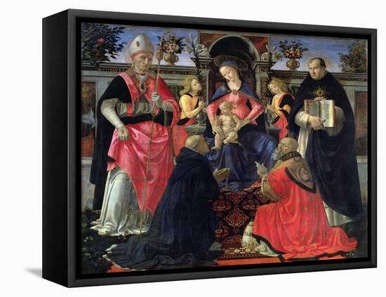 Madonna and Child Enthroned with St. Dionysius, Aeropagita, Domenic, Clement and Aquinas, c.1483-Domenico Ghirlandaio-Framed Premier Image Canvas