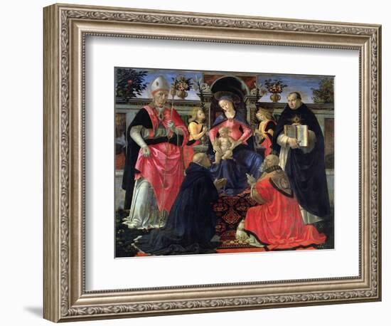 Madonna and Child Enthroned with St. Dionysius, Aeropagita, Domenic, Clement and Aquinas, c.1483-Domenico Ghirlandaio-Framed Giclee Print