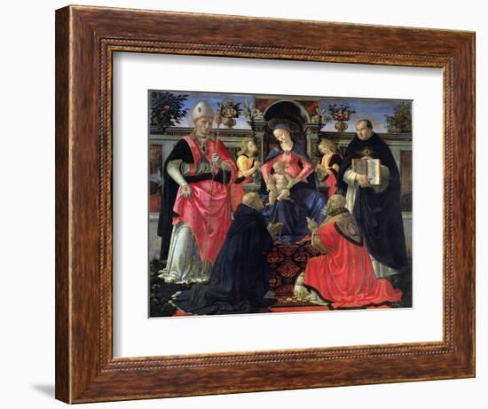 Madonna and Child Enthroned with St. Dionysius, Aeropagita, Domenic, Clement and Aquinas, c.1483-Domenico Ghirlandaio-Framed Giclee Print