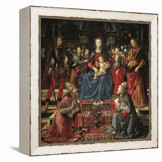 Madonna and Child Enthroned-Domenico Ghirlandaio-Framed Premier Image Canvas