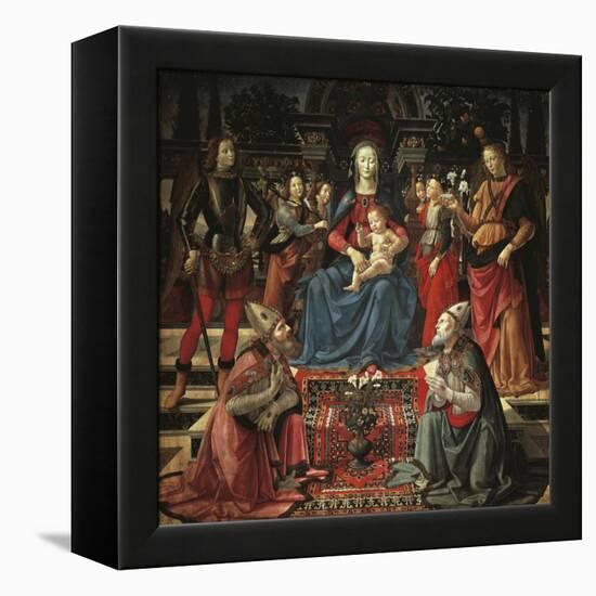 Madonna and Child Enthroned-Domenico Ghirlandaio-Framed Premier Image Canvas