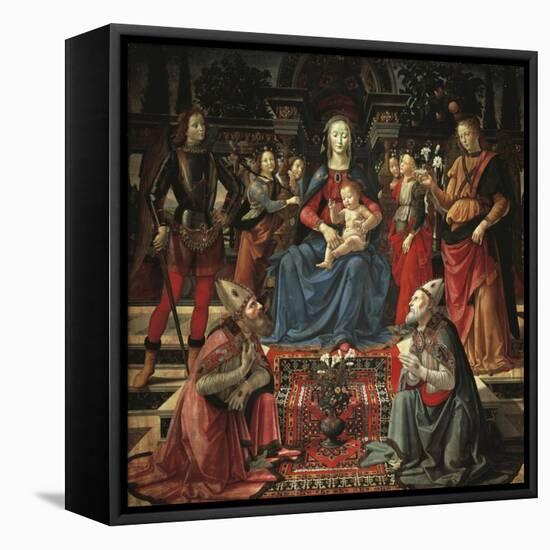 Madonna and Child Enthroned-Domenico Ghirlandaio-Framed Premier Image Canvas