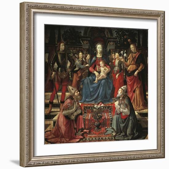 Madonna and Child Enthroned-Domenico Ghirlandaio-Framed Giclee Print