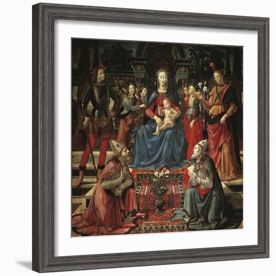 Madonna and Child Enthroned-Domenico Ghirlandaio-Framed Giclee Print