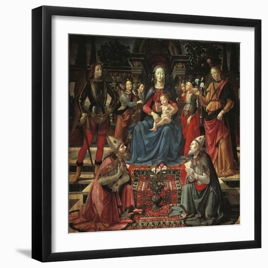 Madonna and Child Enthroned-Domenico Ghirlandaio-Framed Giclee Print