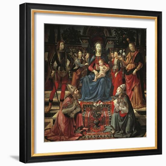 Madonna and Child Enthroned-Domenico Ghirlandaio-Framed Giclee Print