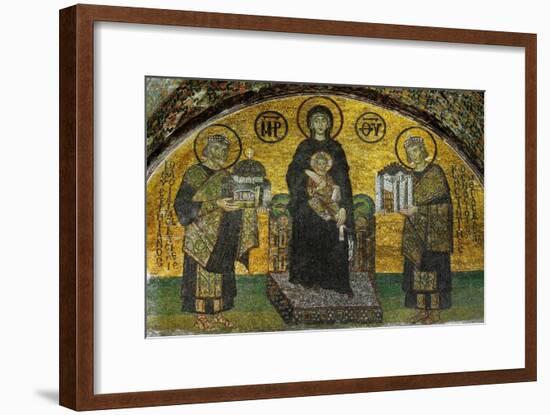 Madonna and Child, Flanked by Emperor Justinian (527-565), Left; and Constantine I (280-337)-null-Framed Giclee Print