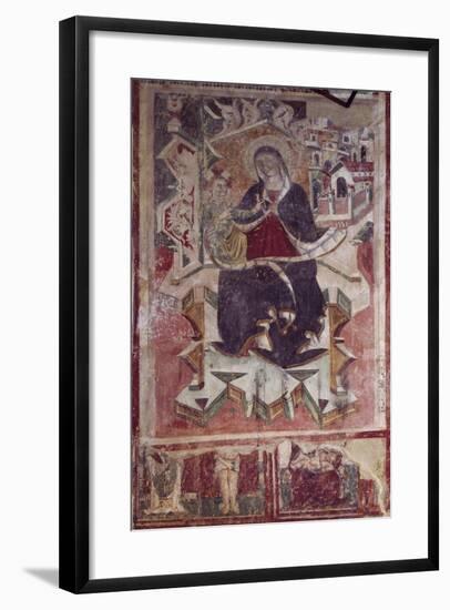 Madonna and Child Fresco in the Church of St Francis, Amatrice, Italy-null-Framed Giclee Print