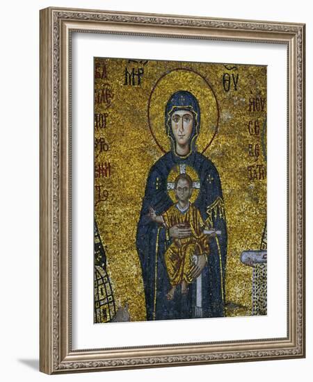 Madonna and Child, from the Votive Mosaic in the South Gallery, Byzantine, 12th Century-null-Framed Giclee Print