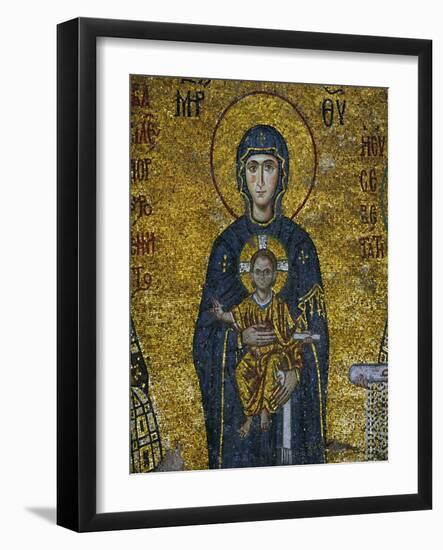 Madonna and Child, from the Votive Mosaic in the South Gallery, Byzantine, 12th Century-null-Framed Giclee Print