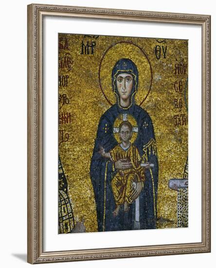 Madonna and Child, from the Votive Mosaic in the South Gallery, Byzantine, 12th Century-null-Framed Giclee Print