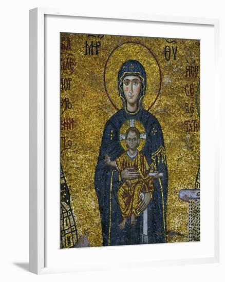 Madonna and Child, from the Votive Mosaic in the South Gallery, Byzantine, 12th Century-null-Framed Giclee Print