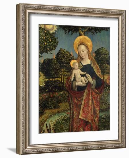 Madonna and Child in a Landscape, 1470 (Tempera on Panel)-German School-Framed Giclee Print