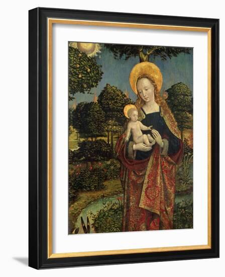 Madonna and Child in a Landscape, 1470 (Tempera on Panel)-German School-Framed Giclee Print