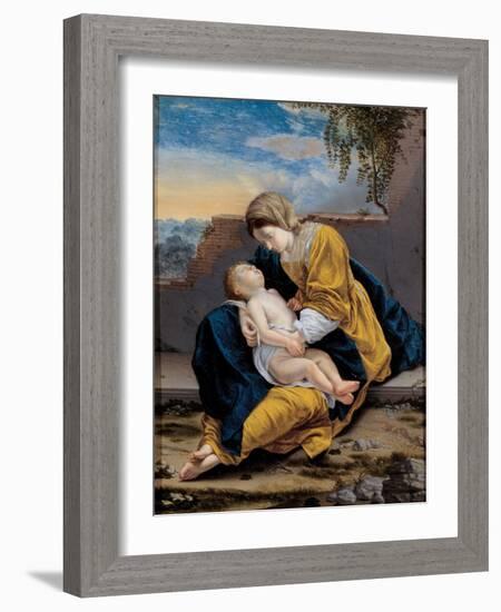 Madonna and Child in a Landscape, 1621-1624-Orazio Gentileschi-Framed Giclee Print