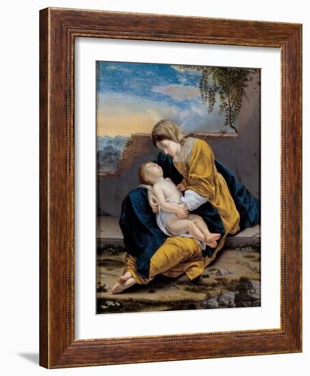 Madonna and Child in a Landscape, 1621-1624-Orazio Gentileschi-Framed Giclee Print