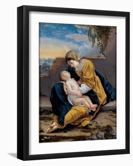 Madonna and Child in a Landscape, 1621-1624-Orazio Gentileschi-Framed Giclee Print