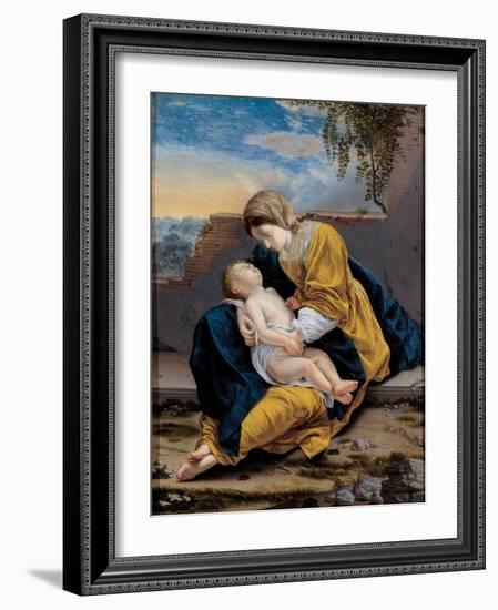 Madonna and Child in a Landscape, 1621-1624-Orazio Gentileschi-Framed Giclee Print