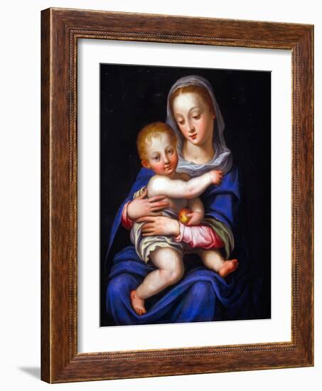 Madonna and Child (Oil on Silvered Copper)-Alessandro Allori-Framed Giclee Print