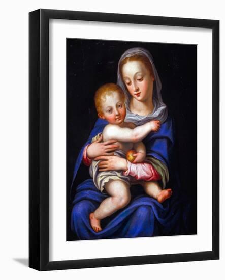 Madonna and Child (Oil on Silvered Copper)-Alessandro Allori-Framed Giclee Print