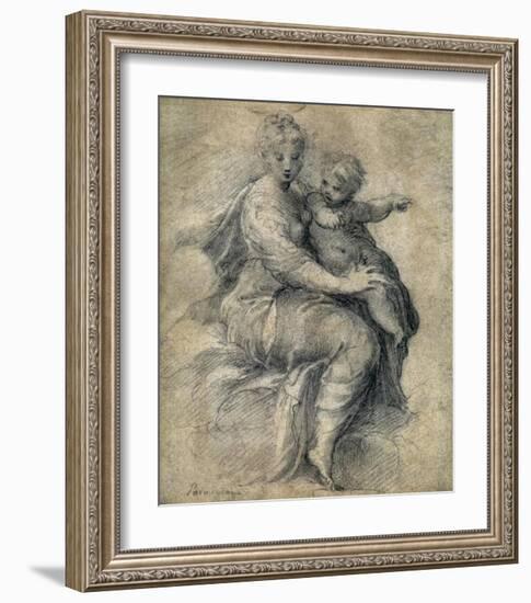 Madonna and Child on the Clouds-Parmigianino-Framed Art Print