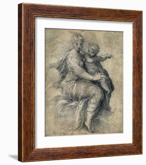 Madonna and Child on the Clouds-Parmigianino-Framed Art Print