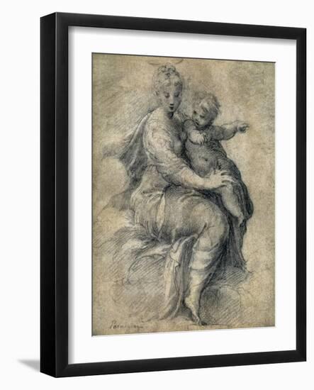 Madonna and Child On The Clouds-Parmigianino-Framed Art Print