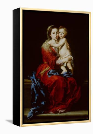 Madonna and Child or Virgin of the Rosary-Bartolome Esteban Murillo-Framed Premier Image Canvas