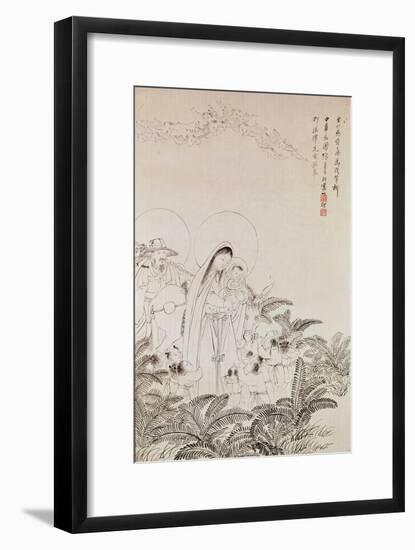 Madonna and Child (Pen and Ink on Paper)-Chinese-Framed Giclee Print