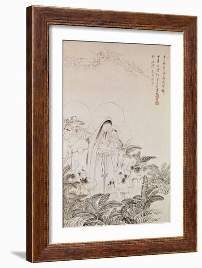 Madonna and Child (Pen and Ink on Paper)-Chinese-Framed Giclee Print