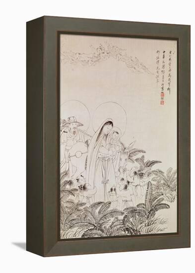 Madonna and Child (Pen and Ink on Paper)-Chinese-Framed Premier Image Canvas