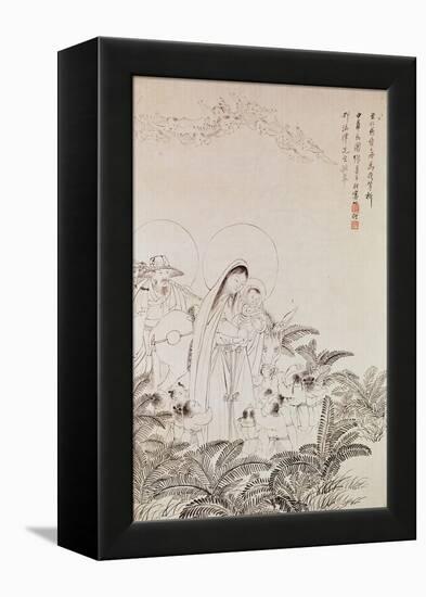 Madonna and Child (Pen and Ink on Paper)-Chinese-Framed Premier Image Canvas