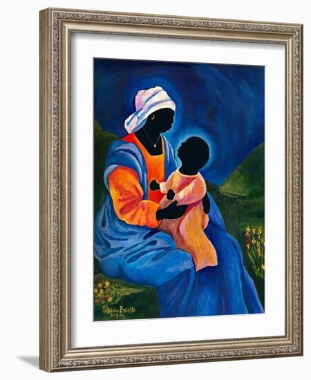 Madonna and child picking flowers-Patricia Brintle-Framed Giclee Print