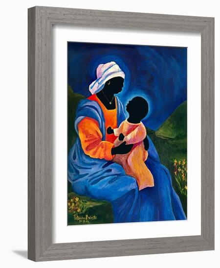 Madonna and child picking flowers-Patricia Brintle-Framed Giclee Print