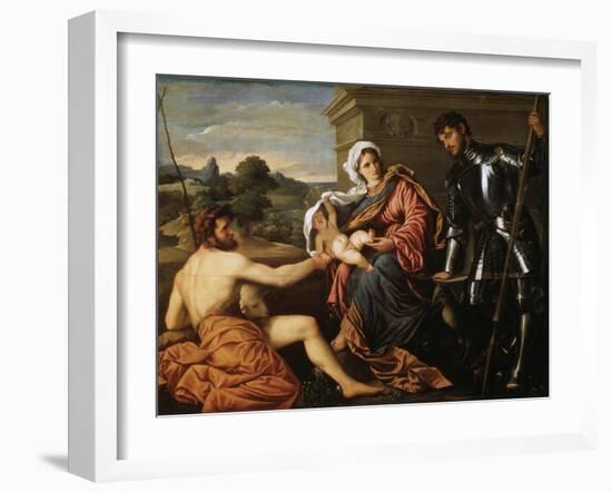 Madonna and Child, Saint John the Baptist and Saint George, Early 1530S-Paris Bordone-Framed Giclee Print