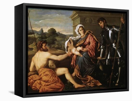 Madonna and Child, Saint John the Baptist and Saint George, Early 1530S-Paris Bordone-Framed Premier Image Canvas