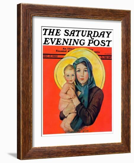 "Madonna and Child," Saturday Evening Post Cover, December 17, 1932-Ellen Pyle-Framed Giclee Print