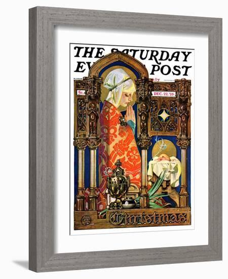 "Madonna and Child," Saturday Evening Post Cover, December 22, 1928-Joseph Christian Leyendecker-Framed Giclee Print